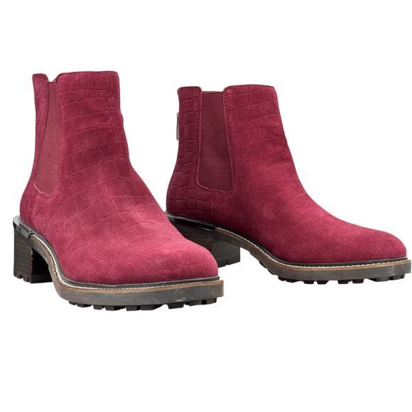 Vince Camuto Kelivena Zipper Chelsea Boots Women's SZ 10W Red Fired Brick Croco - Picture 5 of 12